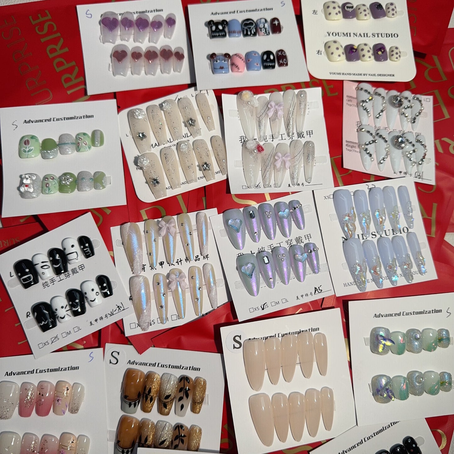handmade press on nails one box（25-35pairs）